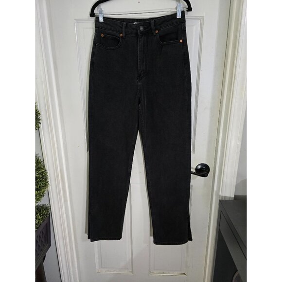 Motel Denim Black Split Bootleg High-Waist Jeans Women's L - Picture 3 of 12